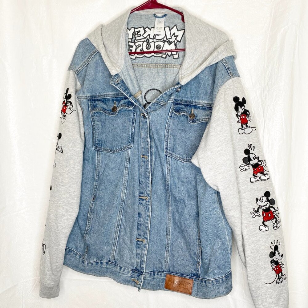 Denim Disney Mickey Mouse Hooded Jacket Adult XL Sweatshirt